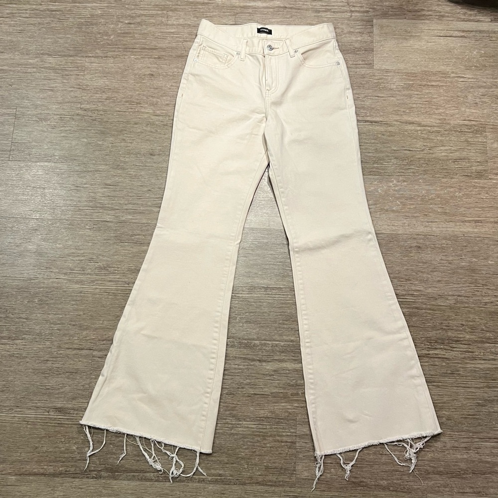 Express Denim 70’s Flare Raw Hem Jeans